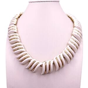 Vintage Coro White and Gold Tone Necklace 16”